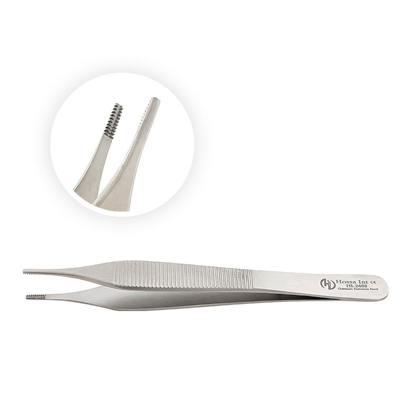 Adson Brown Tweezers with Atraumatic Teeth, Straig