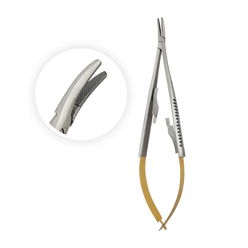 Castroviejo Micro Curved Needle Holder TC Gold, 14