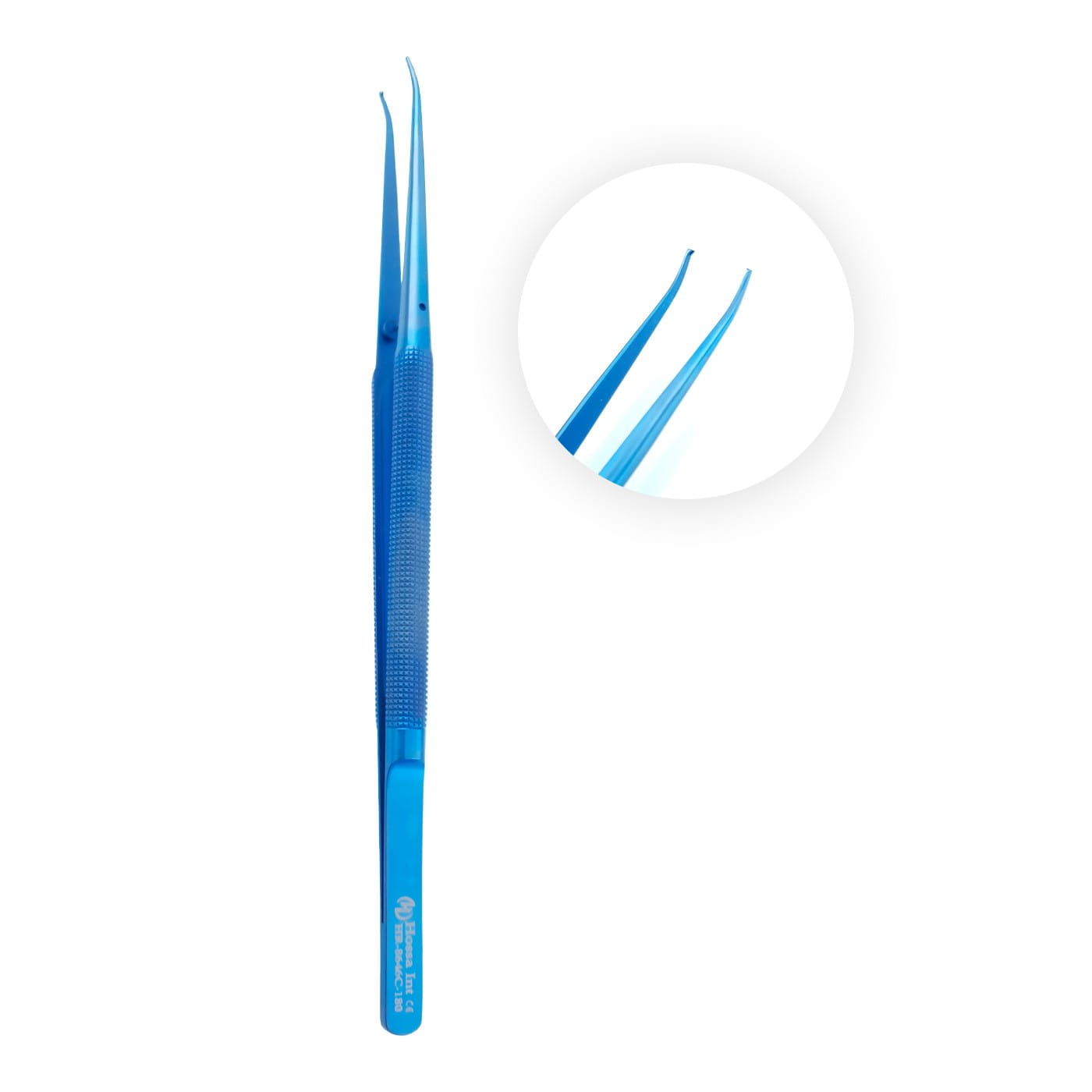 Titanium Microsurgical Tweezers, Curved, 1x2 Teeth